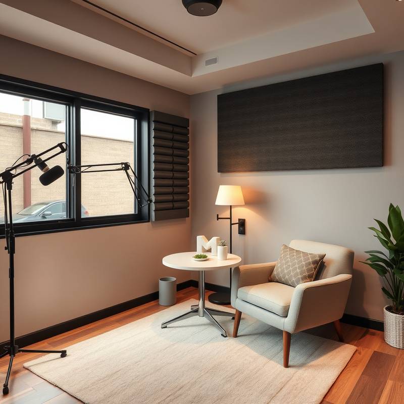 Studio d'enregistrement de podcasts moderne et confortable